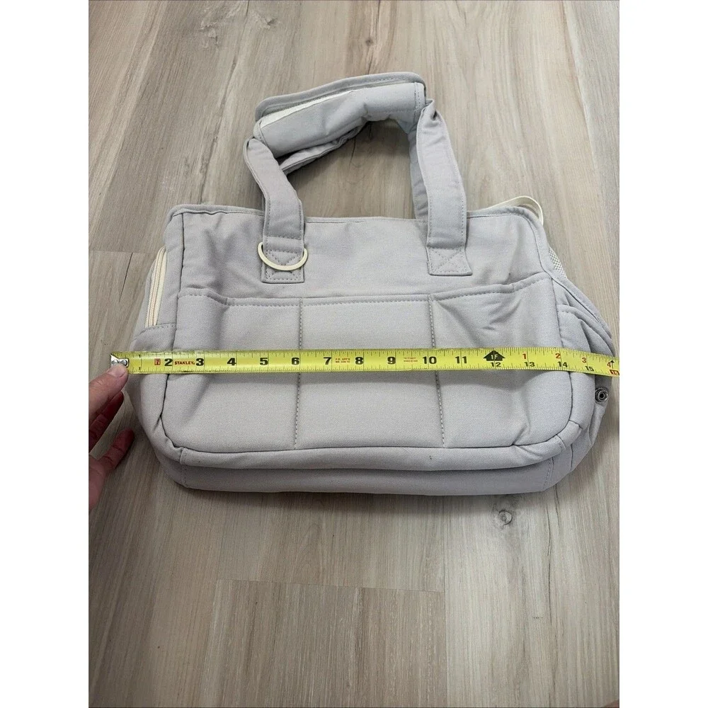 New ONECUTE Small Beige Canvas Mesh Puppy Dog Carrier Handbag Tote Travel Pet